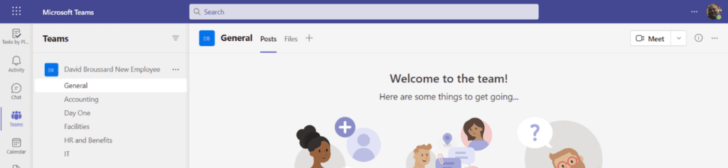 Microsoft Teams welcome screen