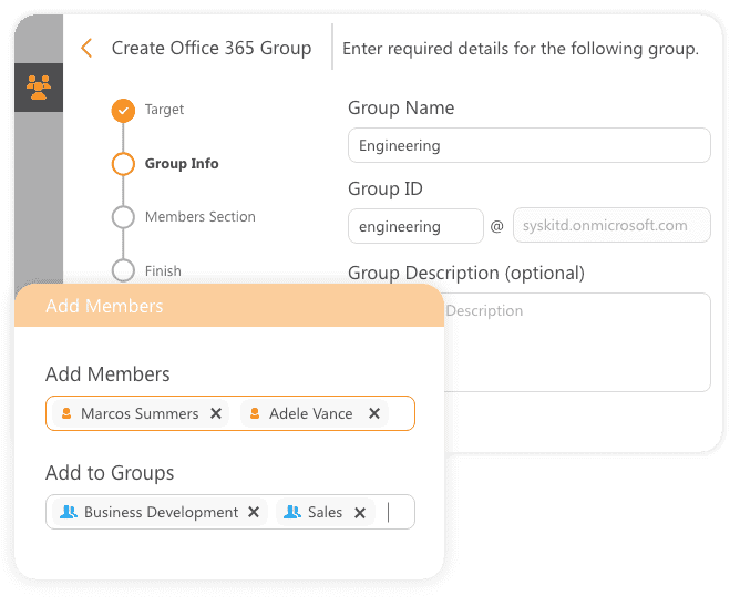 office 365 groups create & add members feature