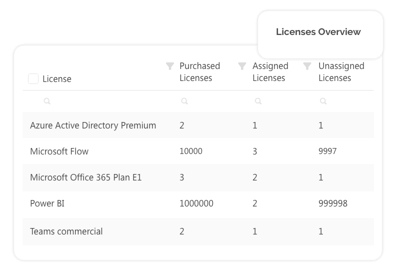 office 365 license overview