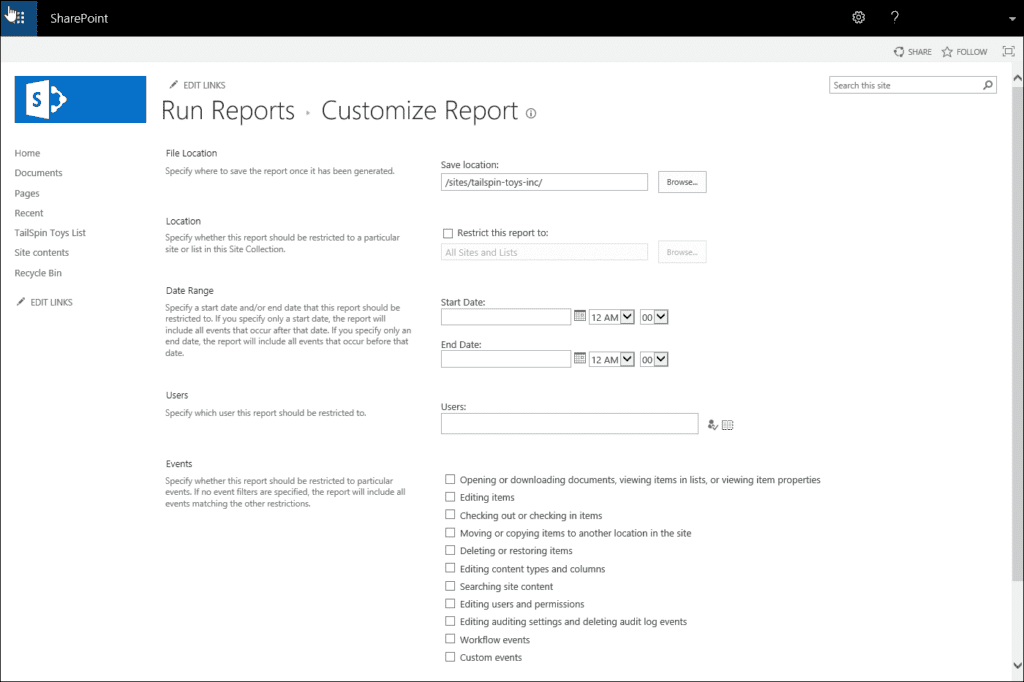 run-sharepoint-audit-reports