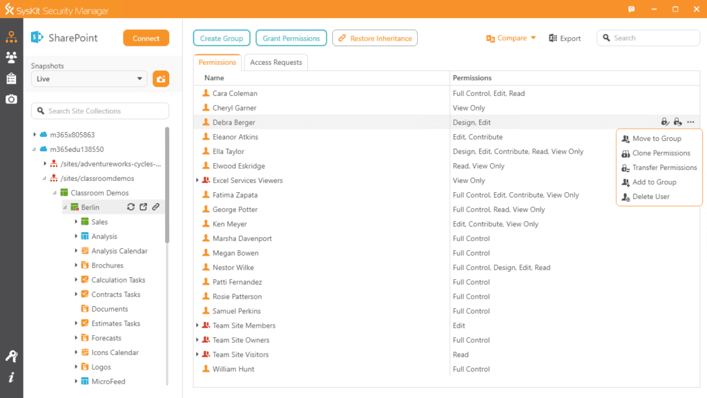 Permissions Management SysKit Security Manager