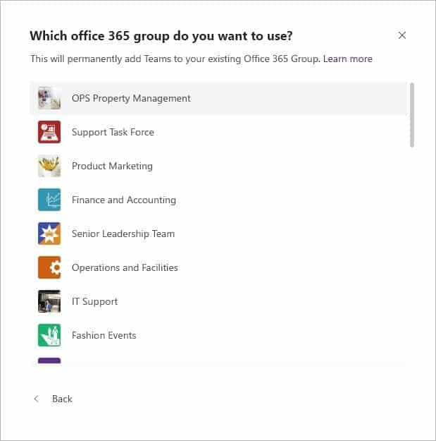 Teamify an Existing Office 365 Group