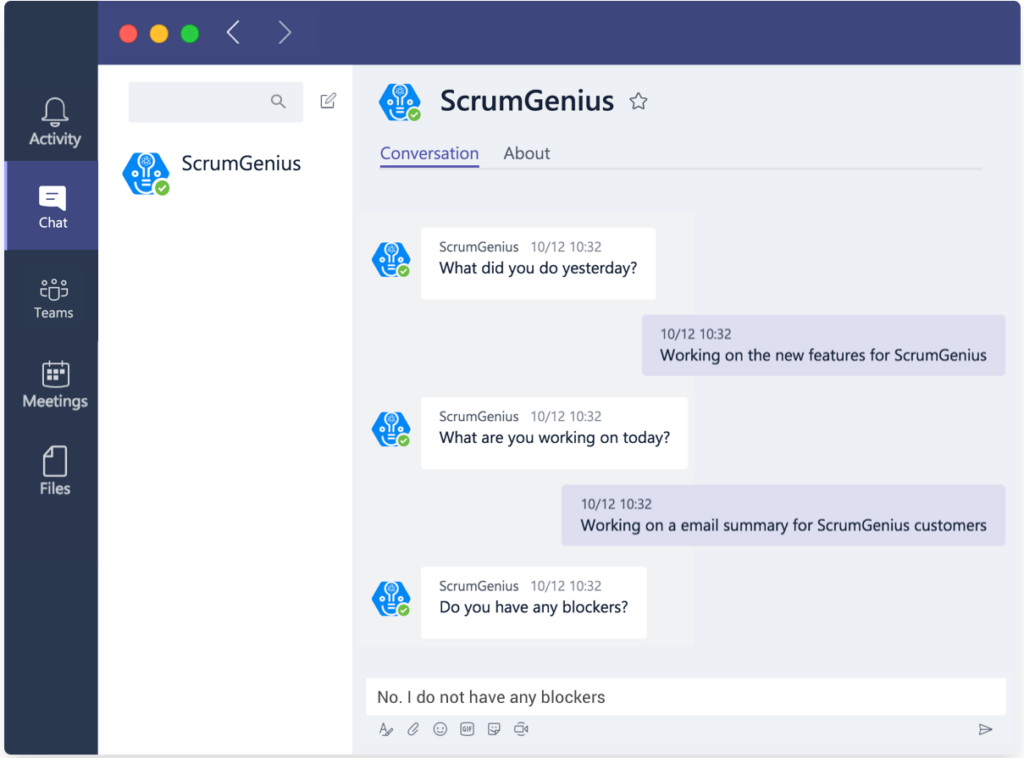 ScrumGenius Microsoft Teams integration