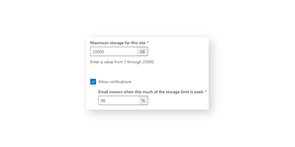 SharePoint limit used storage