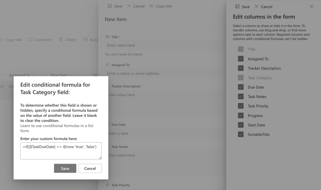 SharePoint list column formatting