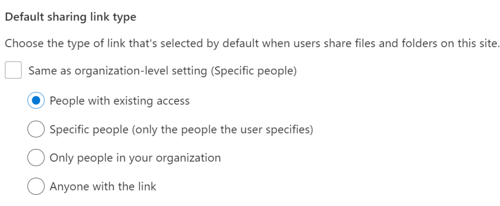 Site Level Default Link Settings