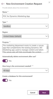 Environment Request Process