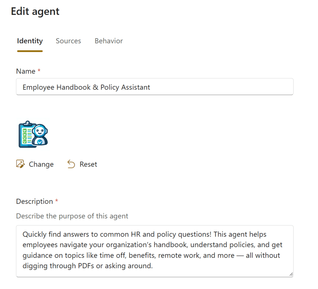 Edit SharePoint agents