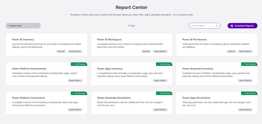 Power Platform Report Center