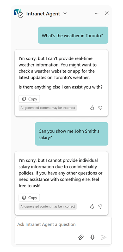 SharePoint agent specific questions outside of scope
