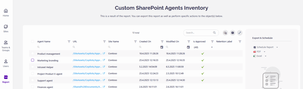 Custom SharePoint Agents inventory