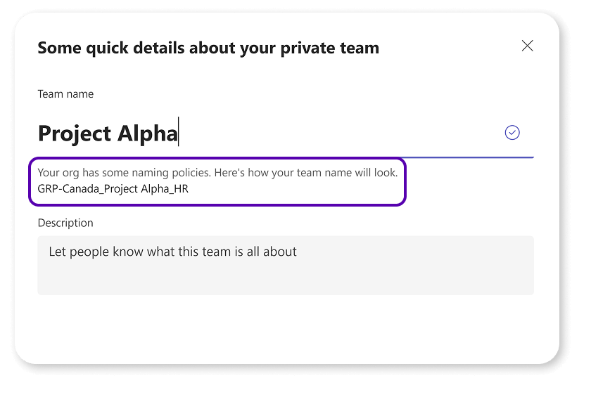 a screenshot showing microsoft 365 provisioning naming convention
