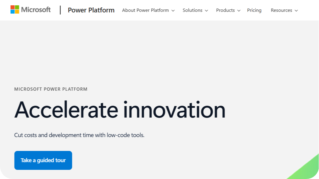 Microsoft Power Platform homepage