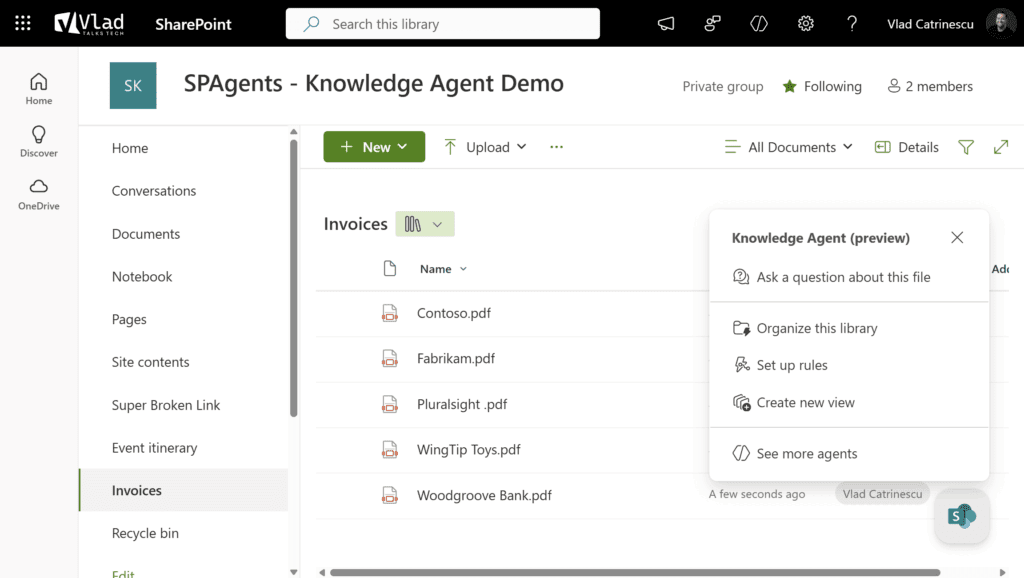 SharePoint knowledge agent library