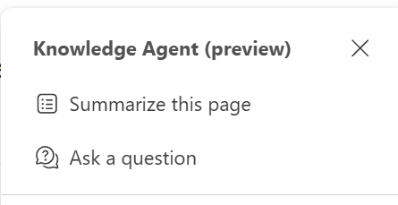 SharePoint knowledge agent quick actions