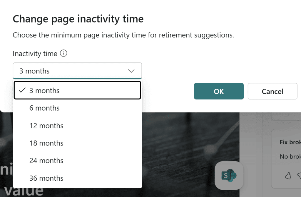 SharePoint site inactivity time