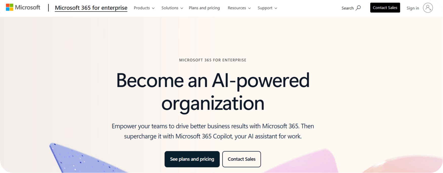M365 Enterprise license homepage