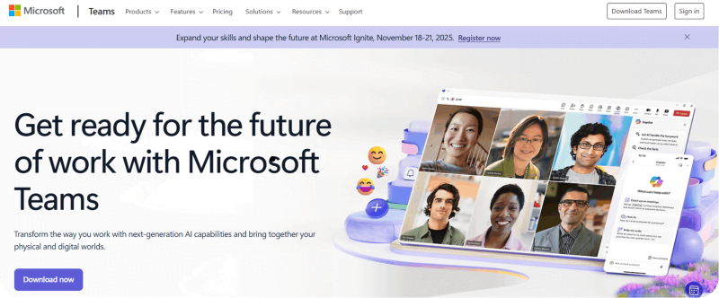 Microsoft Teams homepage