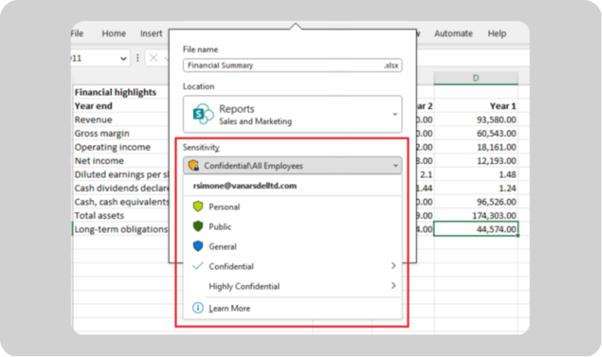 M365 Sensitivity Labels example