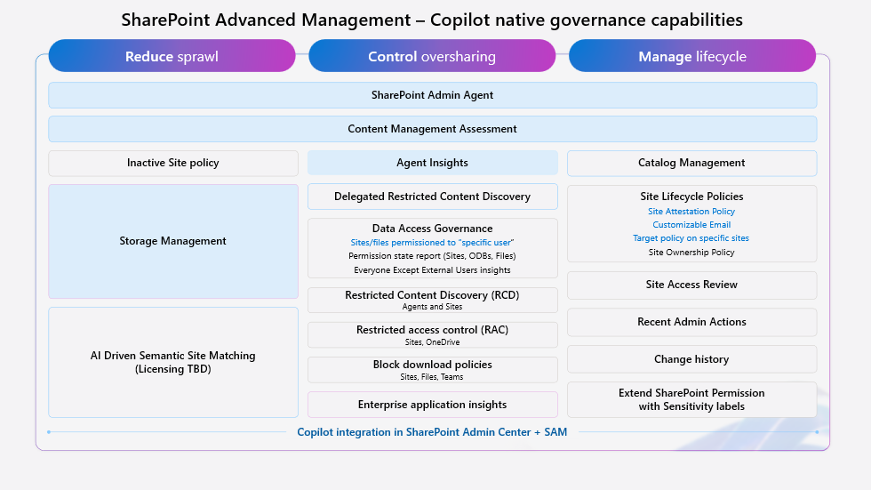 SAM Copilot native governance capabilities