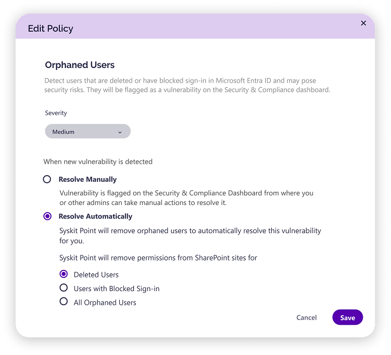 Automated cleanup of orphaned users