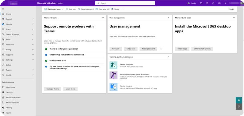 Microsoft 365 admin center