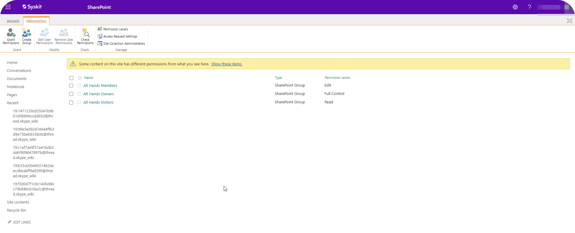 SharePoint Permissions dashboard