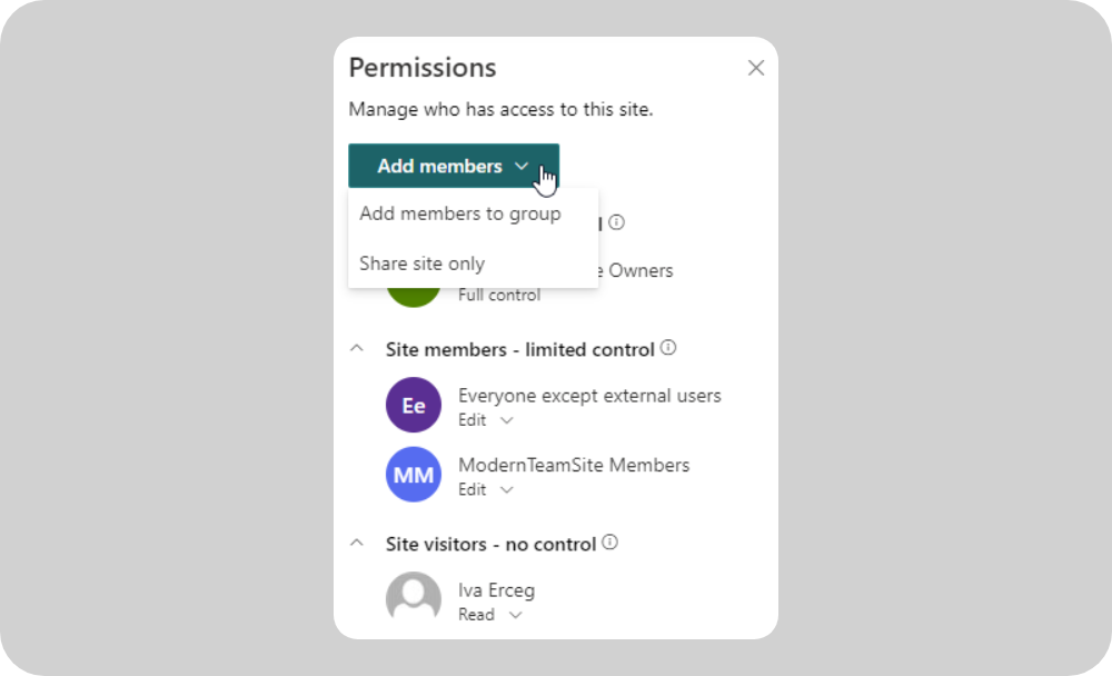 Setting permissions for an M365 Group
