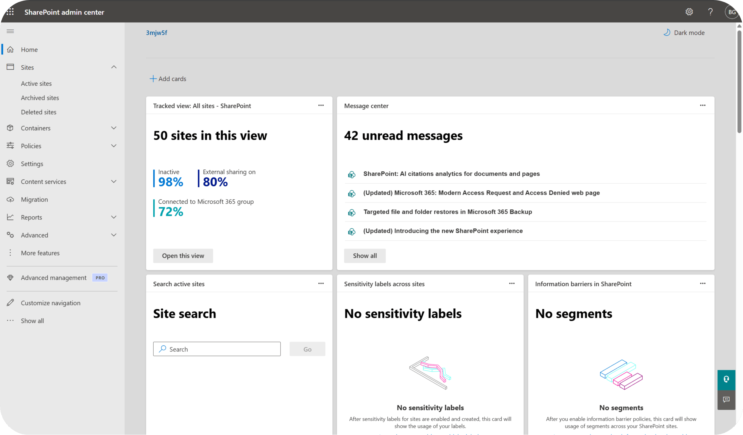 SharePoint Admin Center