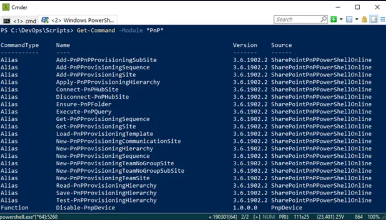 PnP PowerShell module sample script