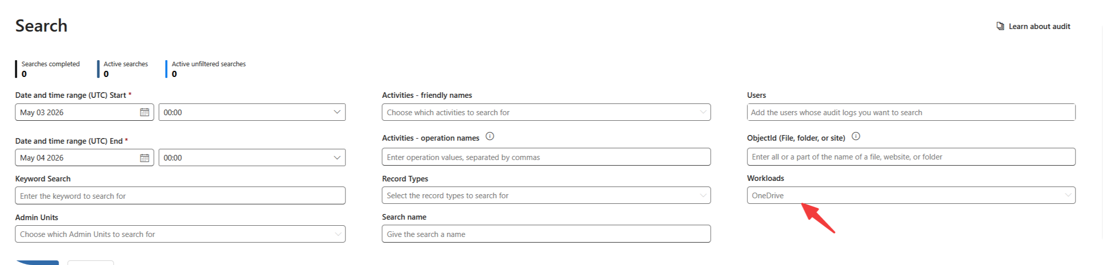 Accessing OneDrive audit logs
